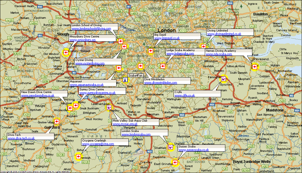 Dive schools map